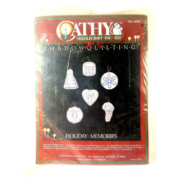 Cathy's Needlecrafting Kit #6933 Shadow Quilting ORNAMENTS Kit Vintage Christmas - Picture 1 of 4